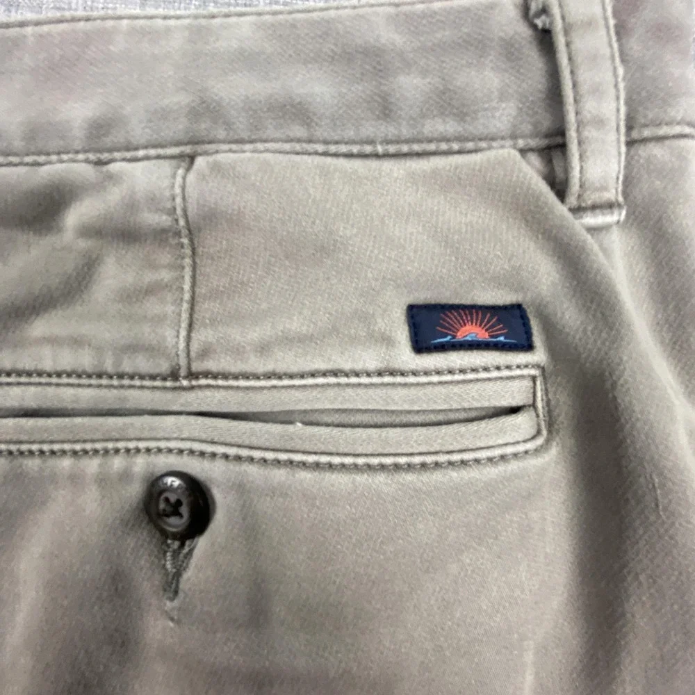 Faherty Pants Mens 36x28 Gray Chino Slim Stretch Tapered Cotton Blend Casual